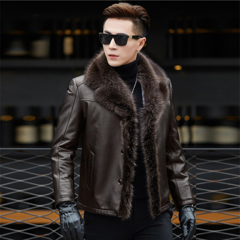 男士绵羊皮真皮衣 皮毛一体中年短款皮夹克大毛领羊羔毛潮男皮衣,淘宝优惠券,粉丝福利购,淘宝优惠卷
