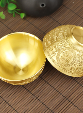铜碗百福碗龙凤碗装饰开业乔迁铜茶杯新款聚宝盆家用供奉摆件