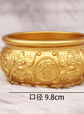 德缘居黄铜双鱼聚宝盆摆件