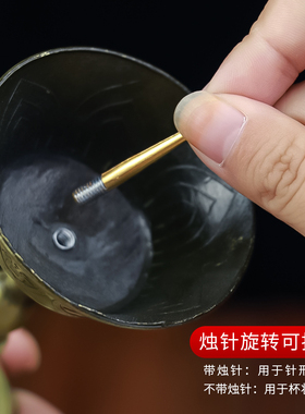 合金烛台摆件中式复古金色一对