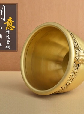 黄铜狮头招财缸摆件开业乔迁礼
