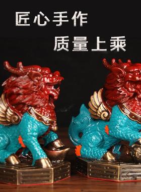 纯黄铜貔貅摆件招财镇宅家居