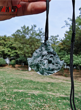 天然水草玛瑙吊坠貔貅挂件通透冰种飘花异象水晶玉髓男女情侣项坠