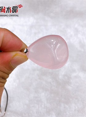 天然马达加斯加粉水晶吊坠果冻粉水晶项链情侣款招桃花姻缘石饰品