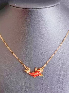 红色锦鲤项链女复古中国风