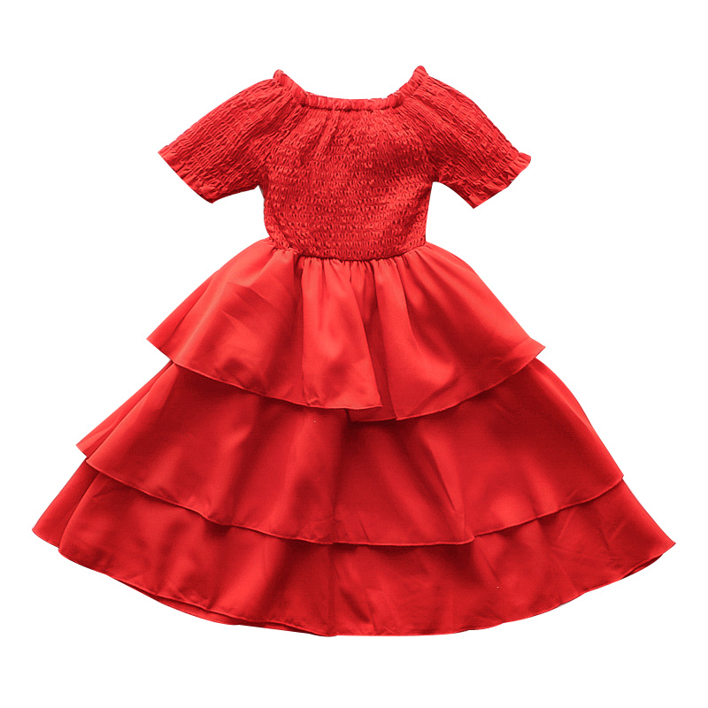女童连衣裙夏装2020新款洋气网红中长裙中大童女孩一字肩仙女裙子