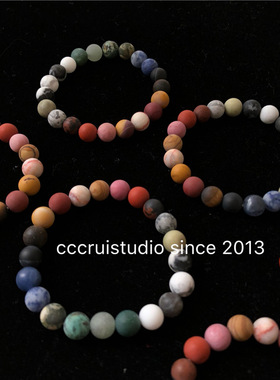 雾面天然石手链 星球宇宙手链 欧美INS小众 天然石材 手工挑拣