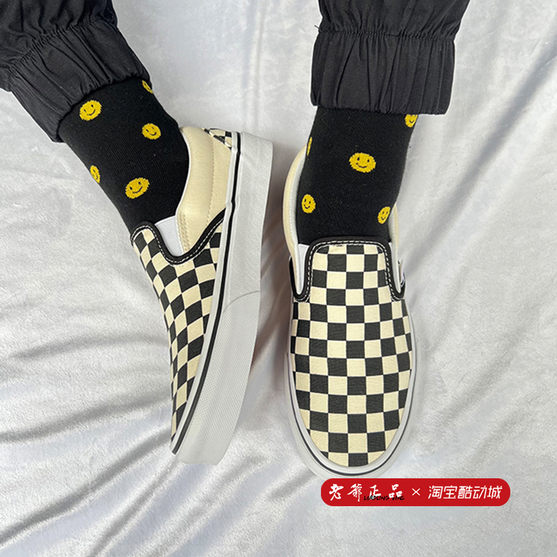 Vans Slip on黑白棋盘格一脚蹬男女鞋情侣休闲帆布鞋VN000EYEBWW - 图0