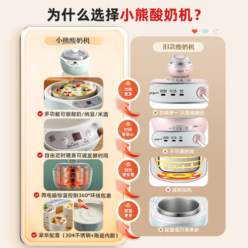 小熊酸奶机家用小型全自动多功能自制纳豆机米酒发酵一体料理机 - 图0