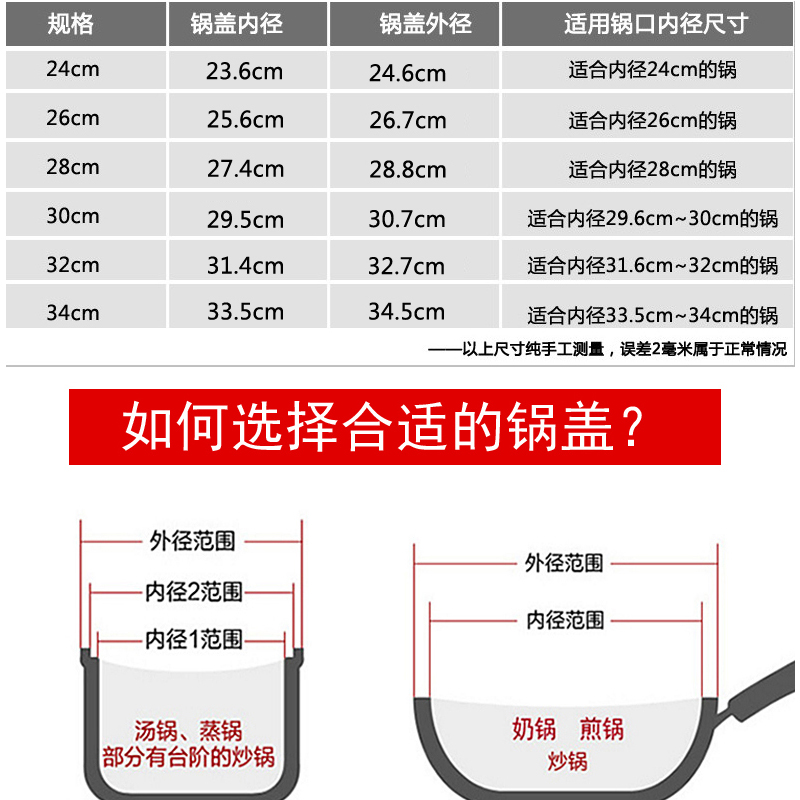 苏泊尔锅盖家用玻璃耐高温盖子28/30/32/34cm钢化配件蒸炒平底锅-图0