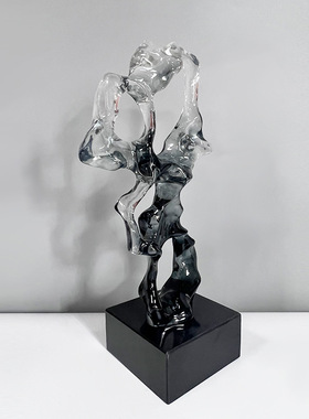 新中式禅意树脂水墨太湖石摆件样板间家居玄关博古架工艺软装摆台