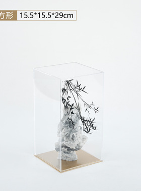长方形透明展示架现代客厅假山石摆件样板房家居客厅书房软装饰品