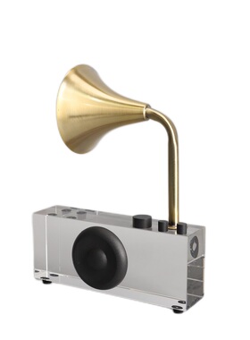 水晶复古收音机摆件现代几何留声机样板房售楼部客厅电视柜装饰品