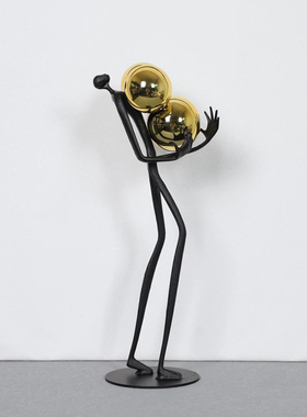 抱金球人现代抽象人物雕塑摆件酒店过道艺术品样板间售楼处装饰品