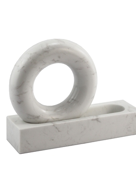 艺术品创意圆圈大理石摆件现代轻奢风格样板房客厅书房酒柜装饰品