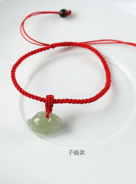 天然和田玉十二生肖兔手链