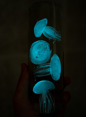 小众礼物礼品装饰摆件家居装饰琉璃夜光水母淄博琉璃纯手工设计