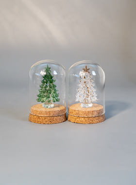 琉璃圣诞树摆件装饰品装饰品微景观玻璃罩礼物手工氛围感可爱