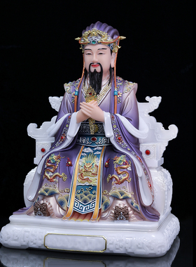 紫薇大帝神像汉白玉四御摆件