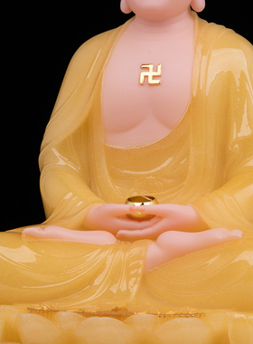 娑婆三圣神像黄玉家用供奉摆件