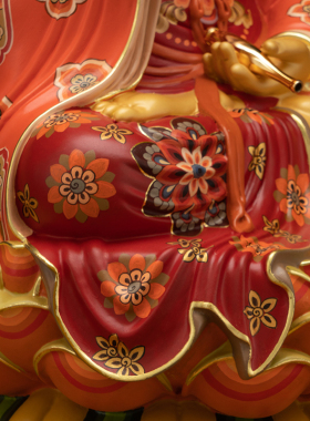 菩萨鎏金彩绘娑婆三圣观音佛像