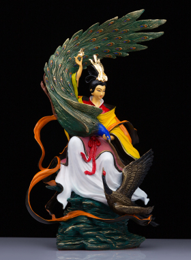 康盛黄铜彩绘九天玄女神像
