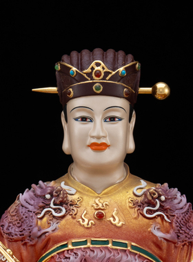 纯铜冰金彩灶王爷神像供奉摆件