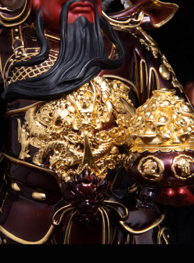 康盛纯铜供奉摆件提刀关公像