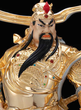 黄铜鎏金家用店铺大五路财神摆件