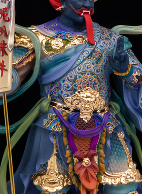 全铜彩绘面燃大士佛像法会供奉