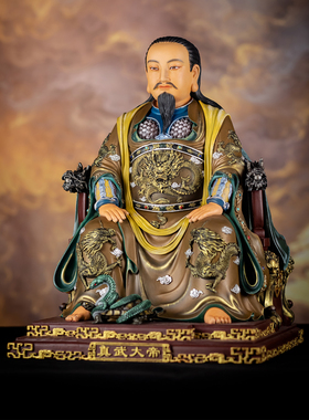 全铜玄天上帝真武大帝神像摆件