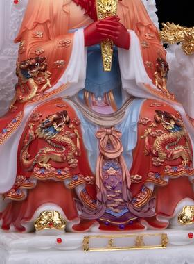 四海龙王汉白玉彩绘摆件