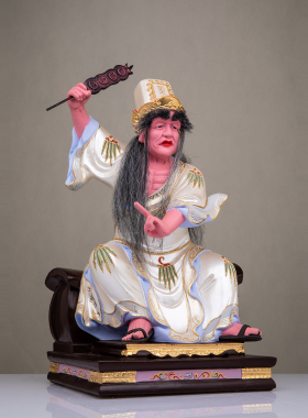 七爷八爷神像香樟木雕大二爷伯东南亚地府阴神黑白无常木制摆件