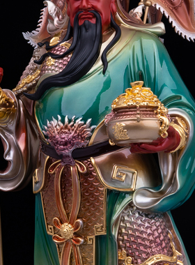 康盛纯铜居家供奉摆件关公神像