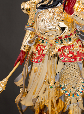 康盛黄铜供奉摆件中式关公神像