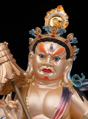 康盛黄铜供奉摆件中式财宝天王像