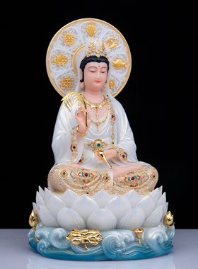 汉白玉娑婆三圣佛像佛堂供奉摆件