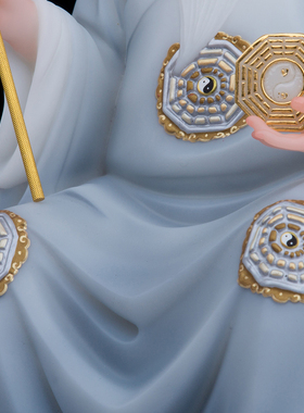 神像鸿钧道人三清师父蓝衣汉白玉