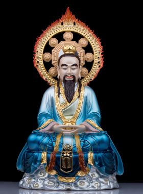 铜彩绘家用三清道祖太上老君神像