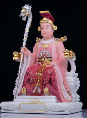 汉白玉碧霞元君神像客厅工艺摆件