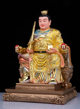 树脂彩绘男将军坐像手持金印