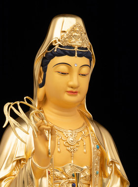 全铜贴金全堂佛释迦摩尼佛观音