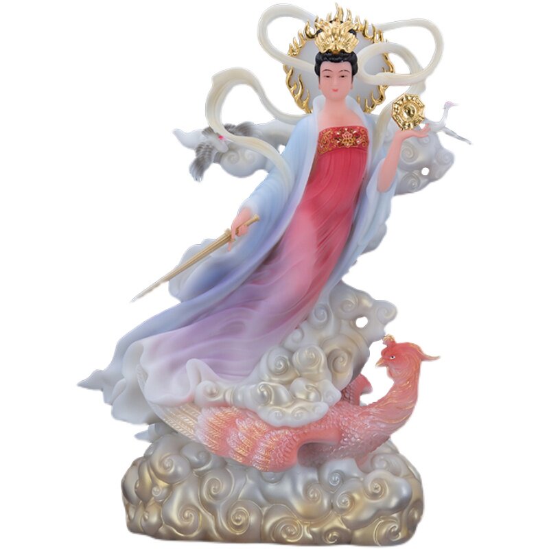 九天玄女神像汉白玉圣丰站九天玄女踏凤飞天玄女像家居摆件