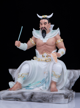 汉白玉神农大帝炎帝神像供奉摆件