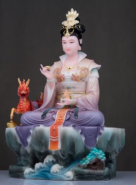 汉白玉彩绘女娲娘娘神像