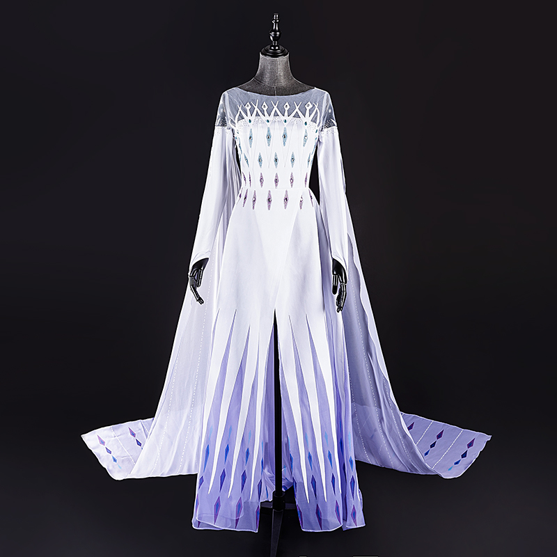 现货冰雪奇缘2艾莎cos爱莎白色婚纱礼服裙冰雪公主cosplay女服装 - 图1