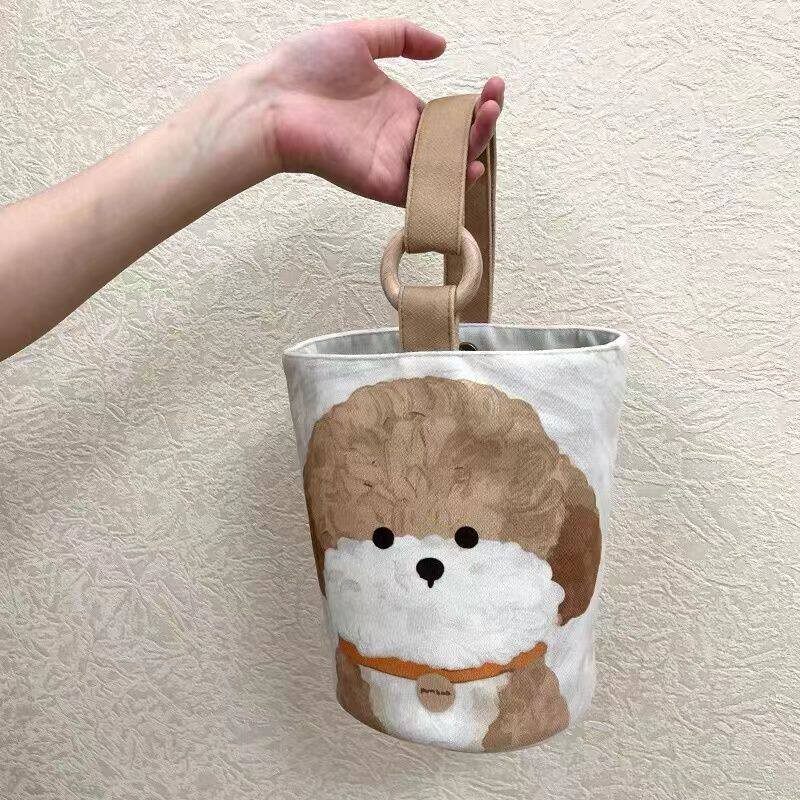 Cute puppy canvas portable lunch bag