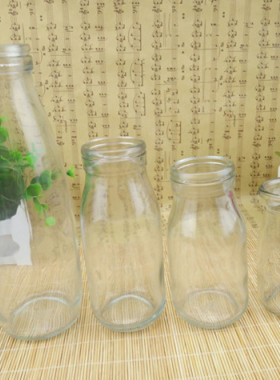 玻璃奶瓶鲜奶瓶酸奶杯200-250-500ml-奶吧专用牛奶瓶带盖定制logo