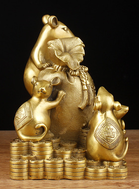 纯铜吉祥物家居客厅铜老鼠摆件