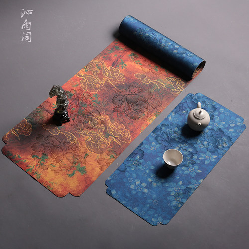 香云纱双面茶席高端锦缎刺绣干泡垫茶桌布新中式禅意布艺防水桌旗 - 图3